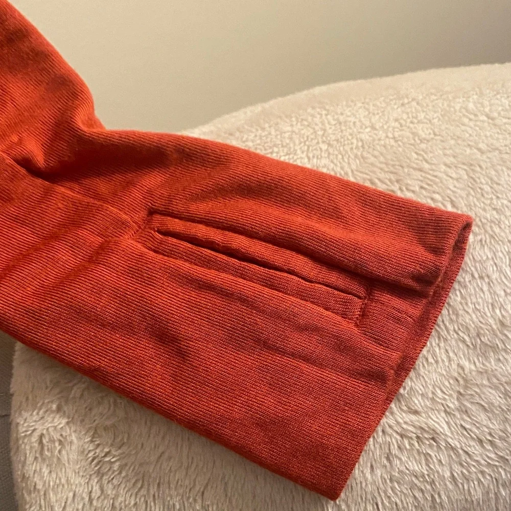 Free People Women's Deep Orange V-Neck Long Sleeve Top - Picture 3 of 7